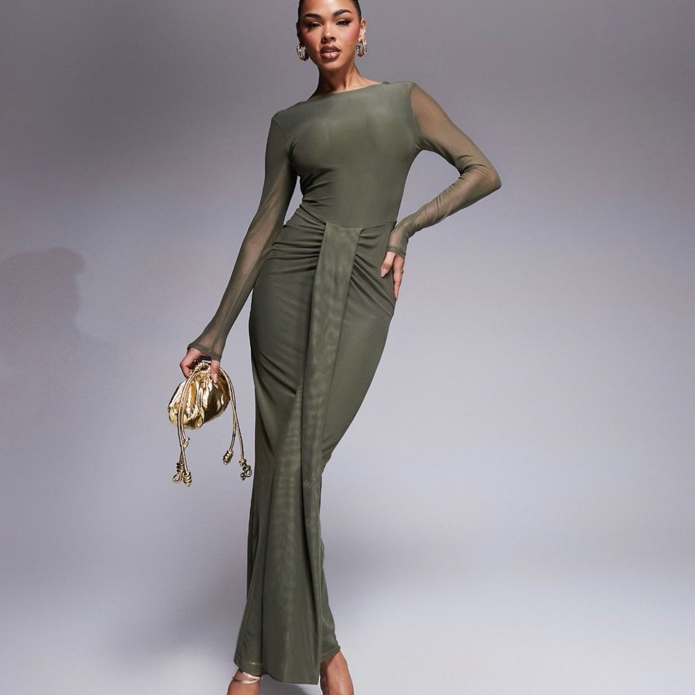 ASOS Chic Long Sleeve Olive Dress
